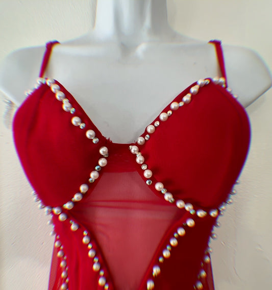 Red pearl Dress