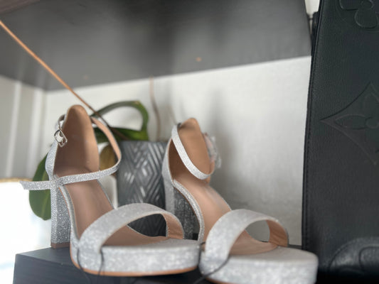 Sliver Glitter Heels